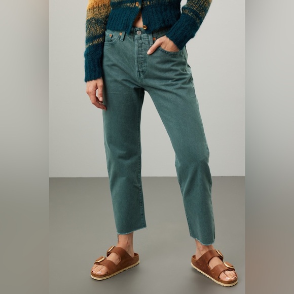 Levi’s 501 Cropped Jeans Boho Green Size 26 - Picture 13 of 14